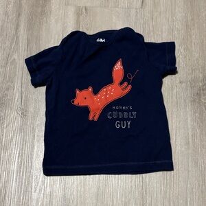 Navy Blue Kids Shirt with Red Fox Design